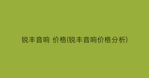 锐丰音响 价格(锐丰音响价格分析)